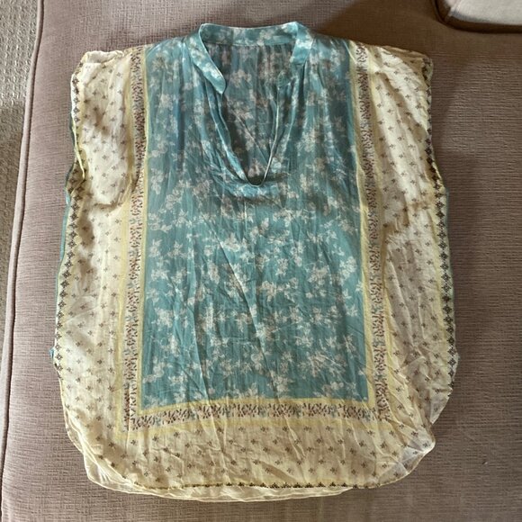 Elie Tahari Sleeveless Blouse with Camisole - Medium - Blue and Yellow Pattern - Picture 13 of 15